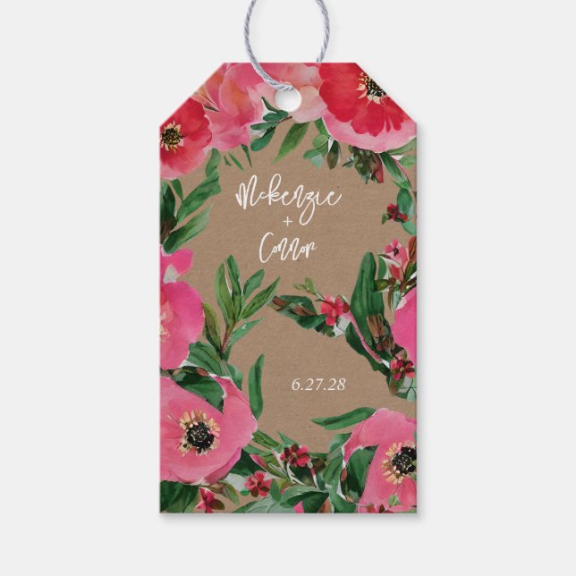 Watercolor Anemone Cardstock Bröllop Presentetikett (Framsidan)