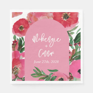 Watercolor Anemone Cardstock Rosa Arch Bröllop Pappersservett