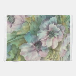Watercolor Anemone Floral • Elegant Kitchen Decor Kökshandduk