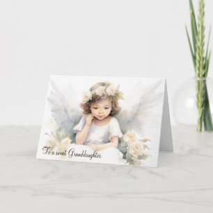 Watercolor Angel Girl Birthday Kort