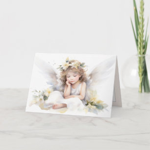Watercolor Angel Girl Kort