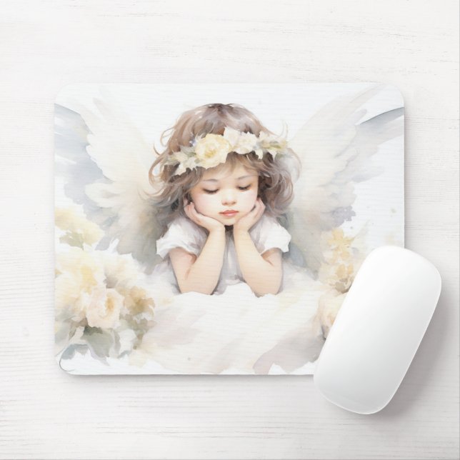 Watercolor Angel Girl Musmatta (Med mus)
