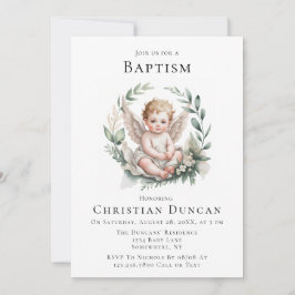 Watercolor Angel Wings Baptism  Inbjudningar