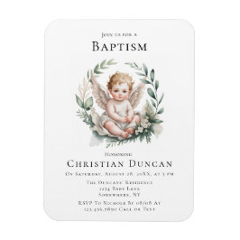 Watercolor Angel Wings Baptism Invite Magnet