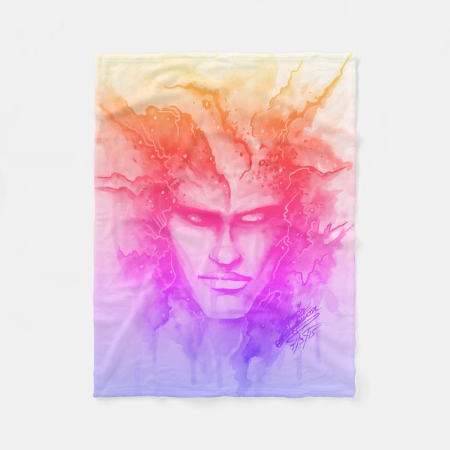 Watercolor Ansikte Fleecefilt (Framsidan)