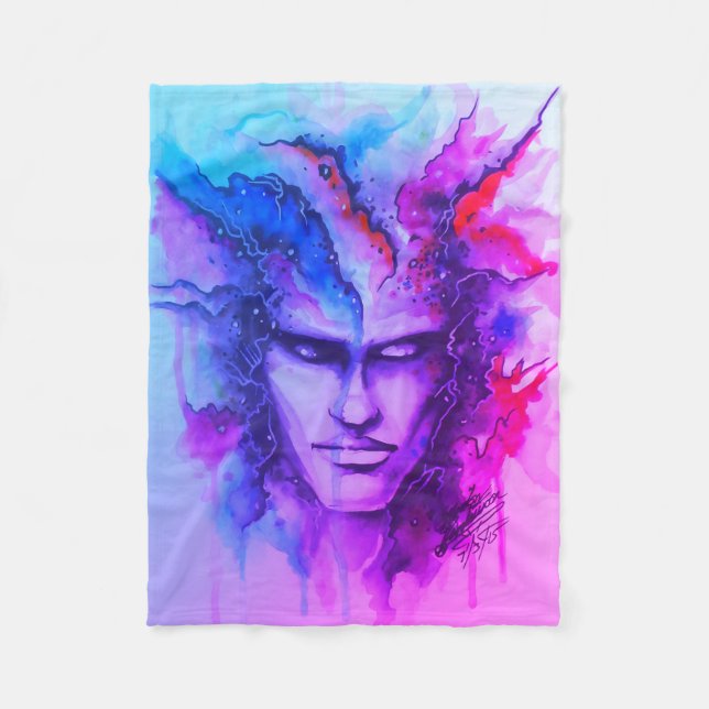 Watercolor Ansikte Fleecefilt (Framsidan)