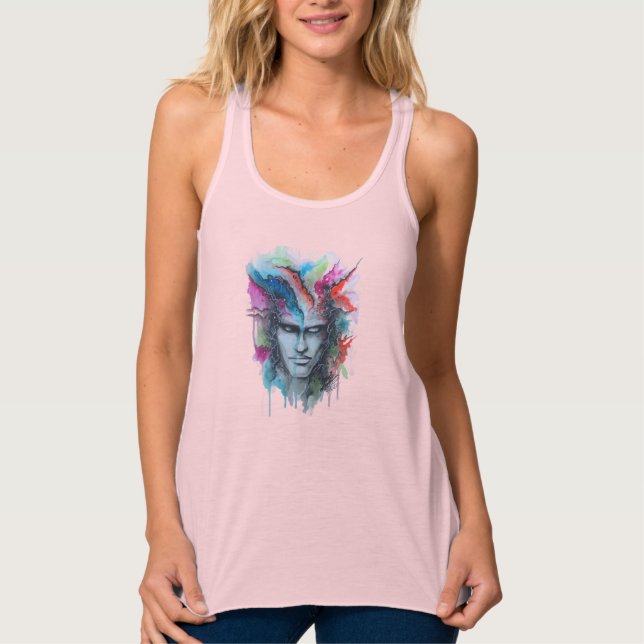 Watercolor Ansikte T-Shirt Linne Med Racerback (Framsida)