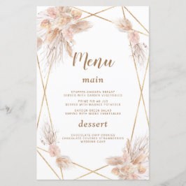 Watercolor Anthurium Pampas Grass Bröllop Menu