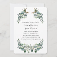 Watercolor Antler & Eucalyptus Viking Bröllop