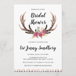 Watercolor Antlers Bohemian Land Möhippa Inbjudningar