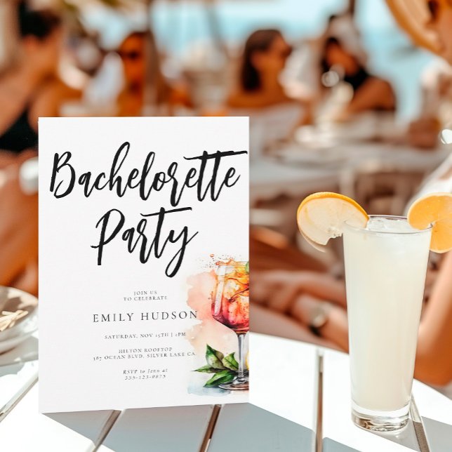 Watercolor Aperol Spritz Bachelorette Party Inbjudningar (Skapare uppladdad)