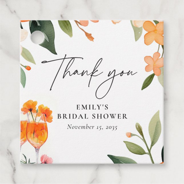 Watercolor Aperol Spritz Bröllopsfest Gåvor Etiketter (Framsida)