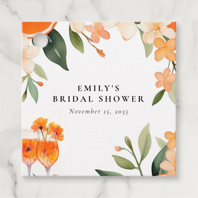 Watercolor Aperol Spritz Bröllopsfest Gåvor Etiketter (Framsida)