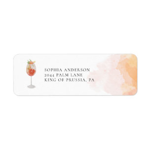 Watercolor Aperol Spritz Orange Cocktail Returadress Etikett
