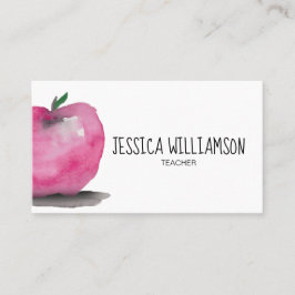 Watercolor APPLE, modern, lärare Visitkort