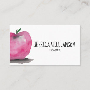 Watercolor APPLE, modern, lärare Visitkort