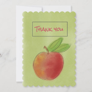 Watercolor Apple, tack för ditt kort för lärare