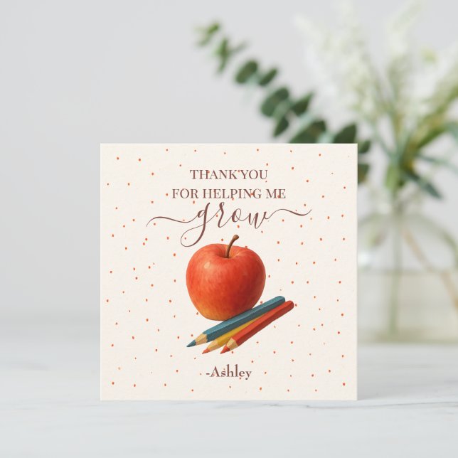 Watercolor Apple Teacher - Tack Cards (Stående Fram)