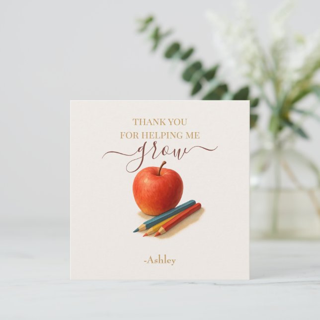 Watercolor Apple Teacher - Tack Cards (Stående Fram)