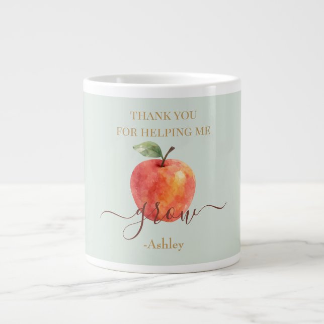 Watercolor Apple Teacher - Tack Gift Jumbo Mugg (Framsidan)