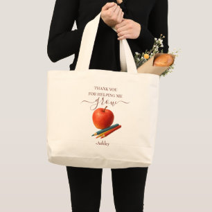 Watercolor Apple Teacher - Tack Gift Jumbo Tygkasse