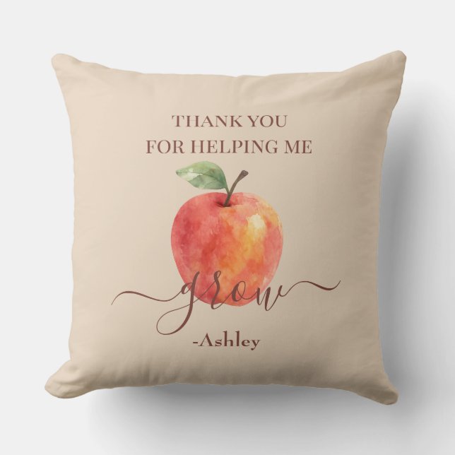 Watercolor Apple Teacher - Tack Gift Kudde (Framsida)