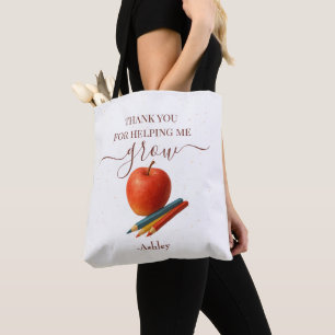 Watercolor Apple Teacher - Tack Gift Tygkasse