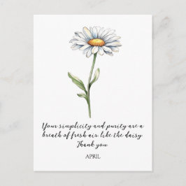 WATERCOLOR APRIL DAISY BIRTH FLOWER POSTCARD VYKORT