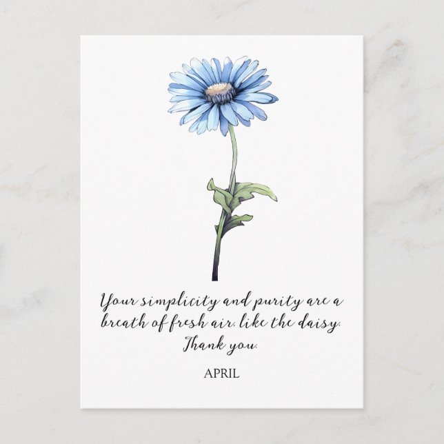 WATERCOLOR APRIL DAISY BIRTH FLOWER POSTCARD VYKORT (Framsida)