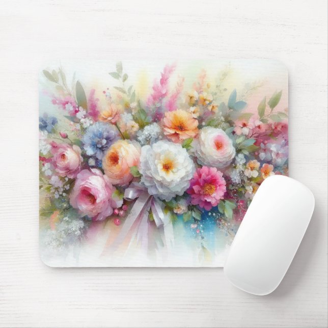Watercolor Aquarell Flowers Painting Template Musmatta (Med mus)