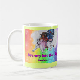 Watercolor Art Boy Riding white Lioness Woman Love Kaffemugg