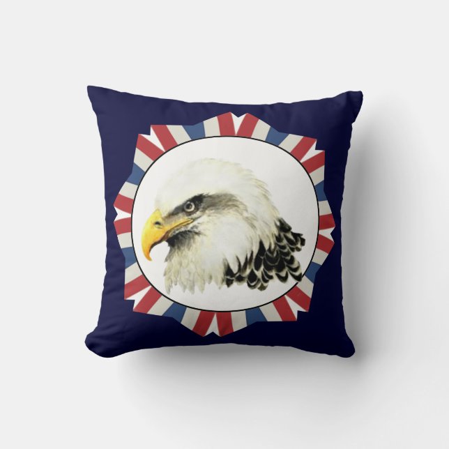 Watercolor Art Örn Bird, USA Kudde (Framsida)