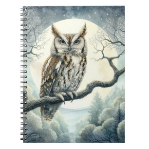 Watercolor Art Screech Uggla Anteckningsbok