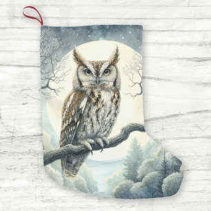 Watercolor Art Screech Uggla Liten Julstrumpa