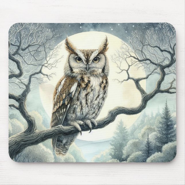 Watercolor Art Screech Uggla Musmatta (Framsidan)