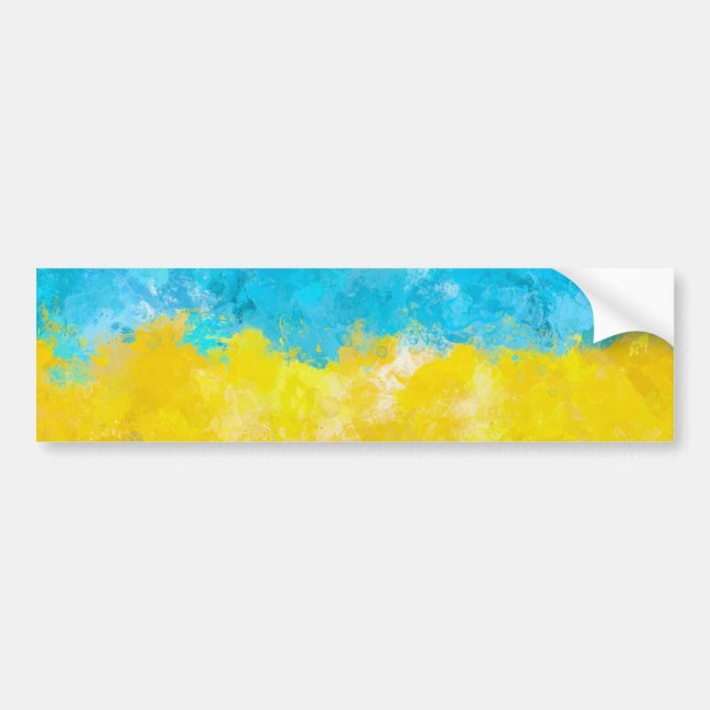 Watercolor art Ukrainska flagga Bildekal (Framsidan)