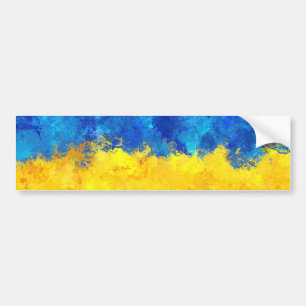 Watercolor art Ukrainska flagga Bildekal