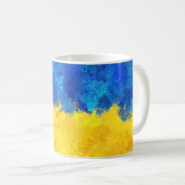 Watercolor art Ukrainska flagga Kaffemugg (Framsida höger)
