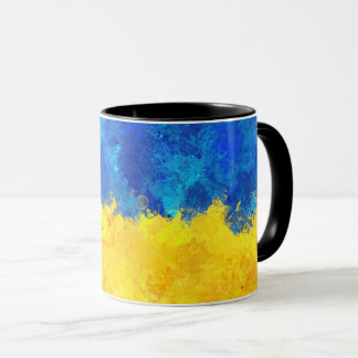 Watercolor art Ukrainska flagga Mugg