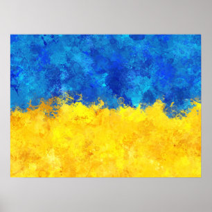 Watercolor art Ukrainska flagga Poster