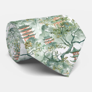 Watercolor Asian Pagoda in Verdant Ligcape (5) Slips
