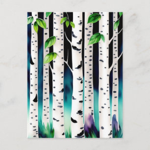 Watercolor Aspen Träd Vykort