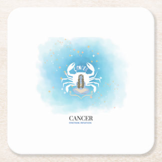 Watercolor Astrologi - Kräftans Papper Underlägg Kvadrat