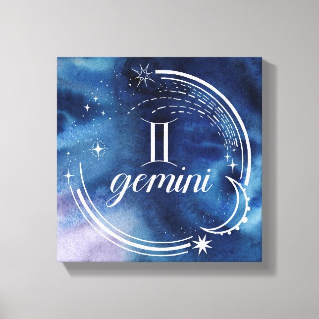 Watercolor Astrology - Gemini Canvastryck (Framsida)