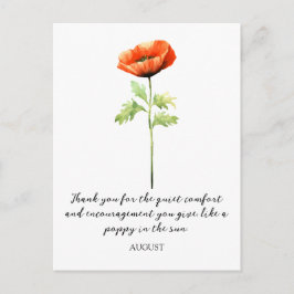WATERCOLOR AUGUST POPPY BIRTH FLOWER POSTCARD VYKORT