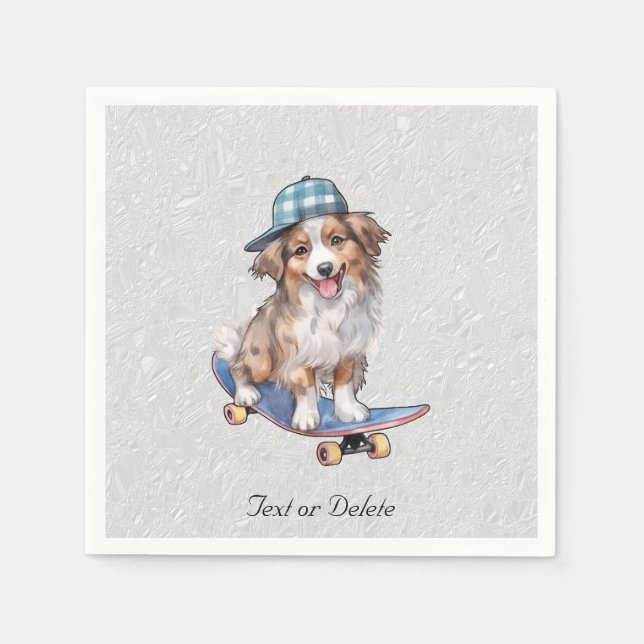 Watercolor Australian shepherd Napkins Pappersservett (Framsidan)