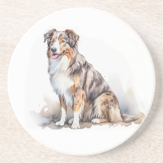 Watercolor Australian shepherd Underlägg (Framsidan)