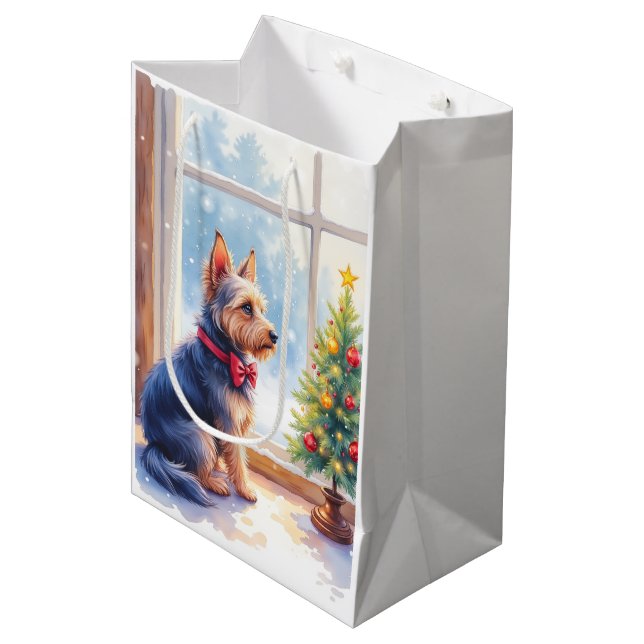 Watercolor Australian Terrier Tabletop Christmas (Framsidan Vinklad)