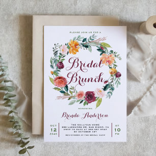 Watercolor Autumn Blommigt WAN Möhippa Brunch Inbjudningar