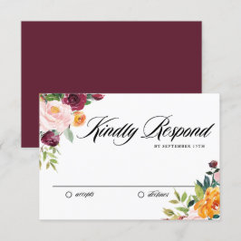 Watercolor Autumn Blooms Bouquet Fall Wedding OSA Kort